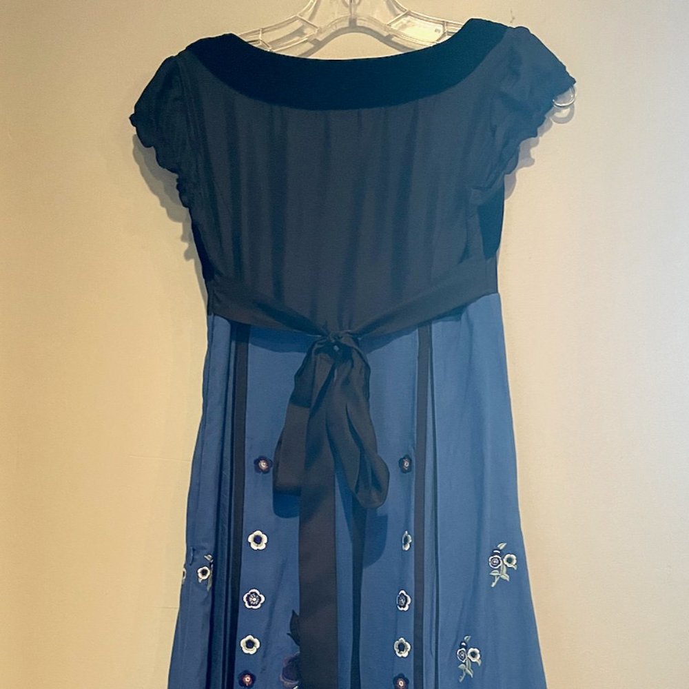 Anthropologie Lithe blue and black Silent Solstice midi dress